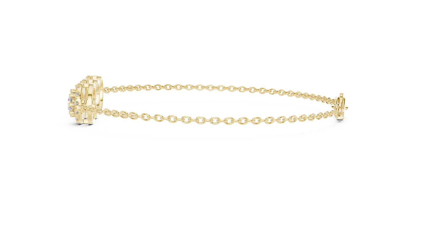 1.29 Ct. Three Stone Round Diamond Halo Bracelet (GLBR-0023) 7