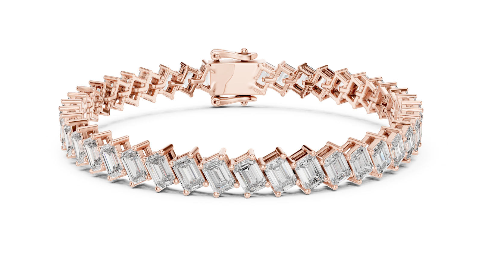 7.52 Ct. Emerald Cut Diamond Tennis Bracelet (GLBR-0039) 12