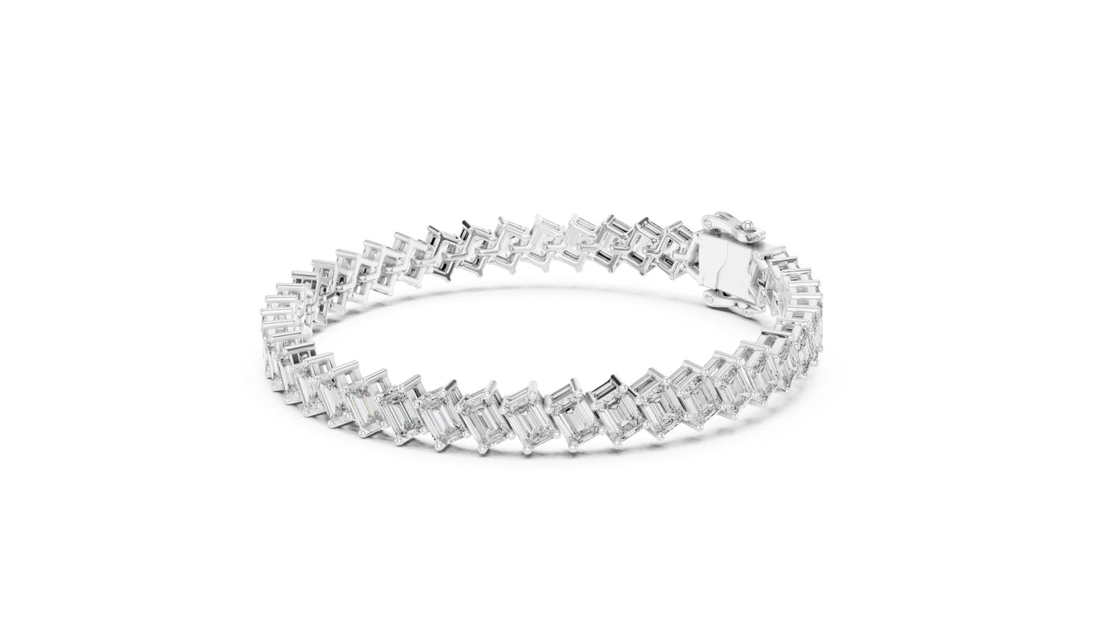 7.52 Ct. Emerald Cut Diamond Tennis Bracelet (GLBR-0039) 3