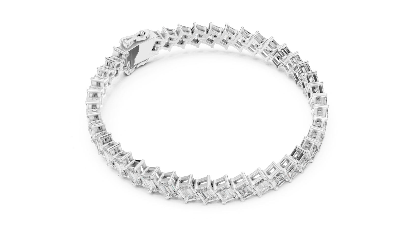 7.52 Ct. Emerald Cut Diamond Tennis Bracelet (GLBR-0039) 4