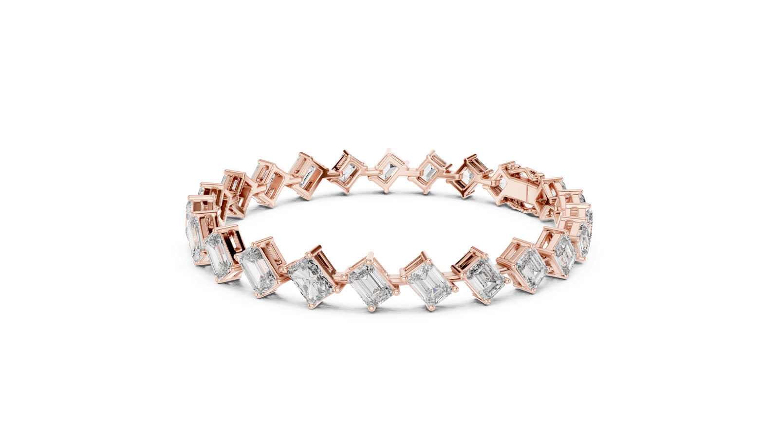 13.73 Ct. Graduated Emerald & Radiant Cut Diamond Tennis Bracelet (GLBR-0046) 9