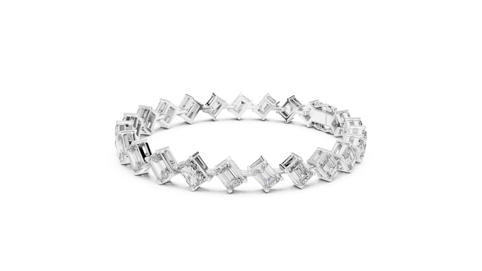 13.73 Ct. Graduated Emerald & Radiant Cut Diamond Tennis Bracelet (GLBR-0046) 3