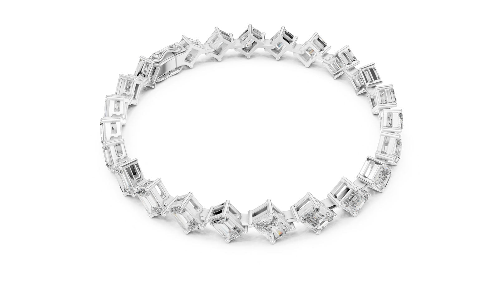13.73 Ct. Graduated Emerald & Radiant Cut Diamond Tennis Bracelet (GLBR-0046) 4