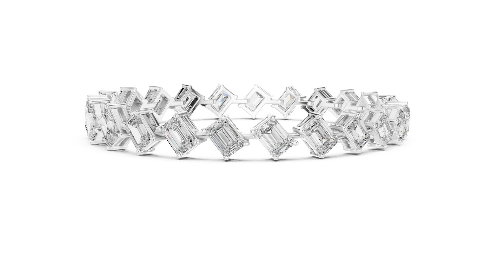 13.73 Ct. Graduated Emerald & Radiant Cut Diamond Tennis Bracelet (GLBR-0046) 5