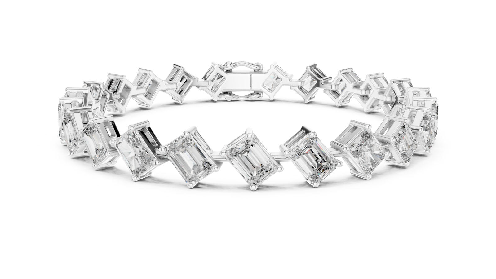 13.73 Ct. Graduated Emerald & Radiant Cut Diamond Tennis Bracelet (GLBR-0046)