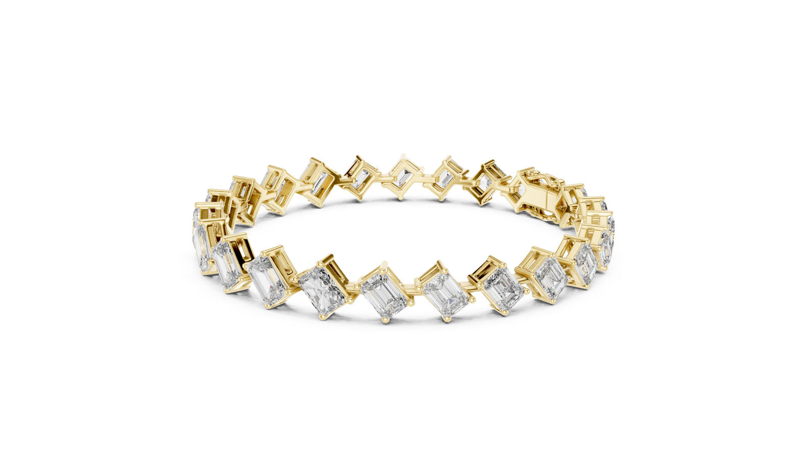 13.73 Ct. Graduated Emerald & Radiant Cut Diamond Tennis Bracelet (GLBR-0046) 6