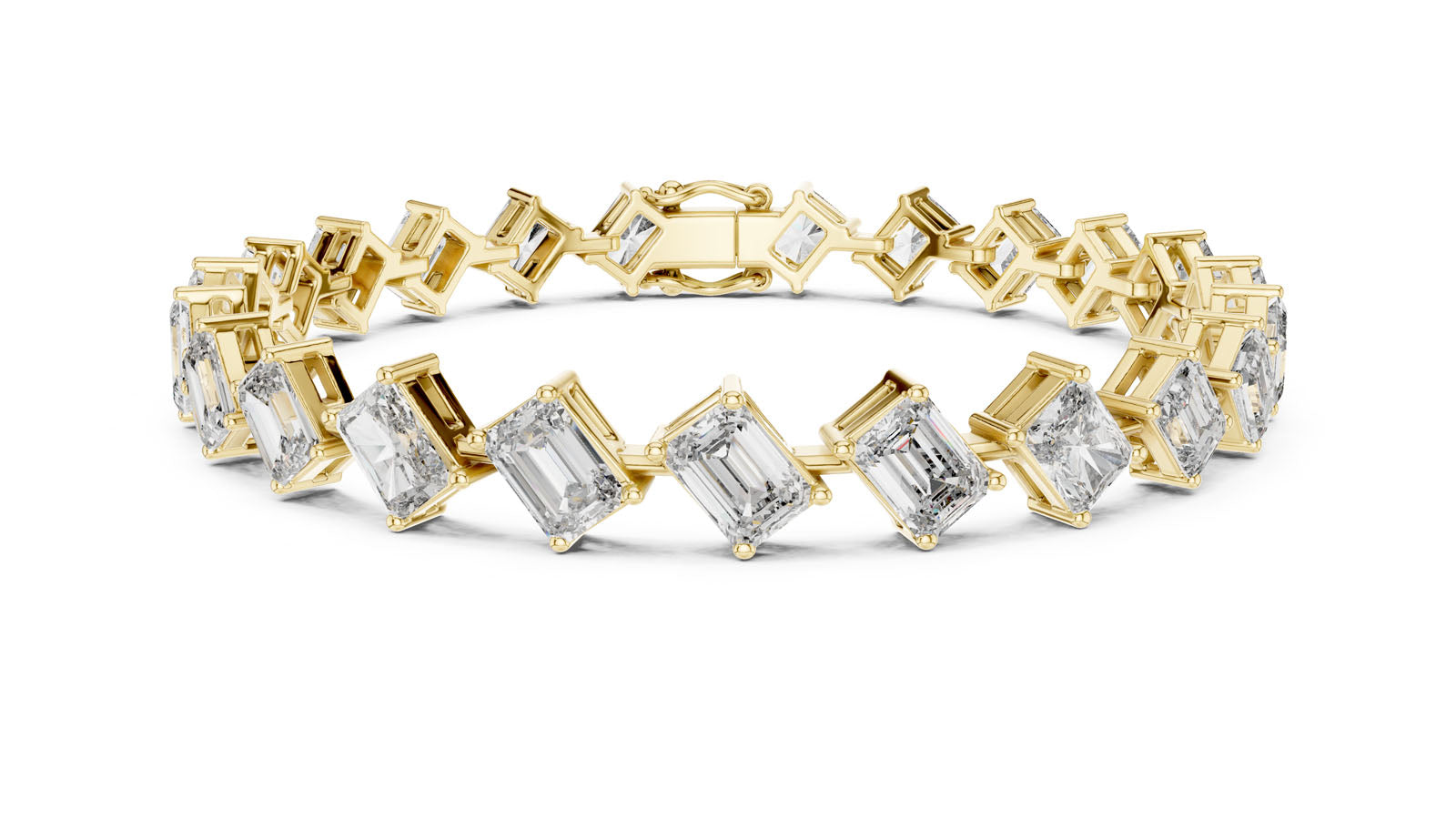 13.73 Ct. Graduated Emerald & Radiant Cut Diamond Tennis Bracelet (GLBR-0046) 8