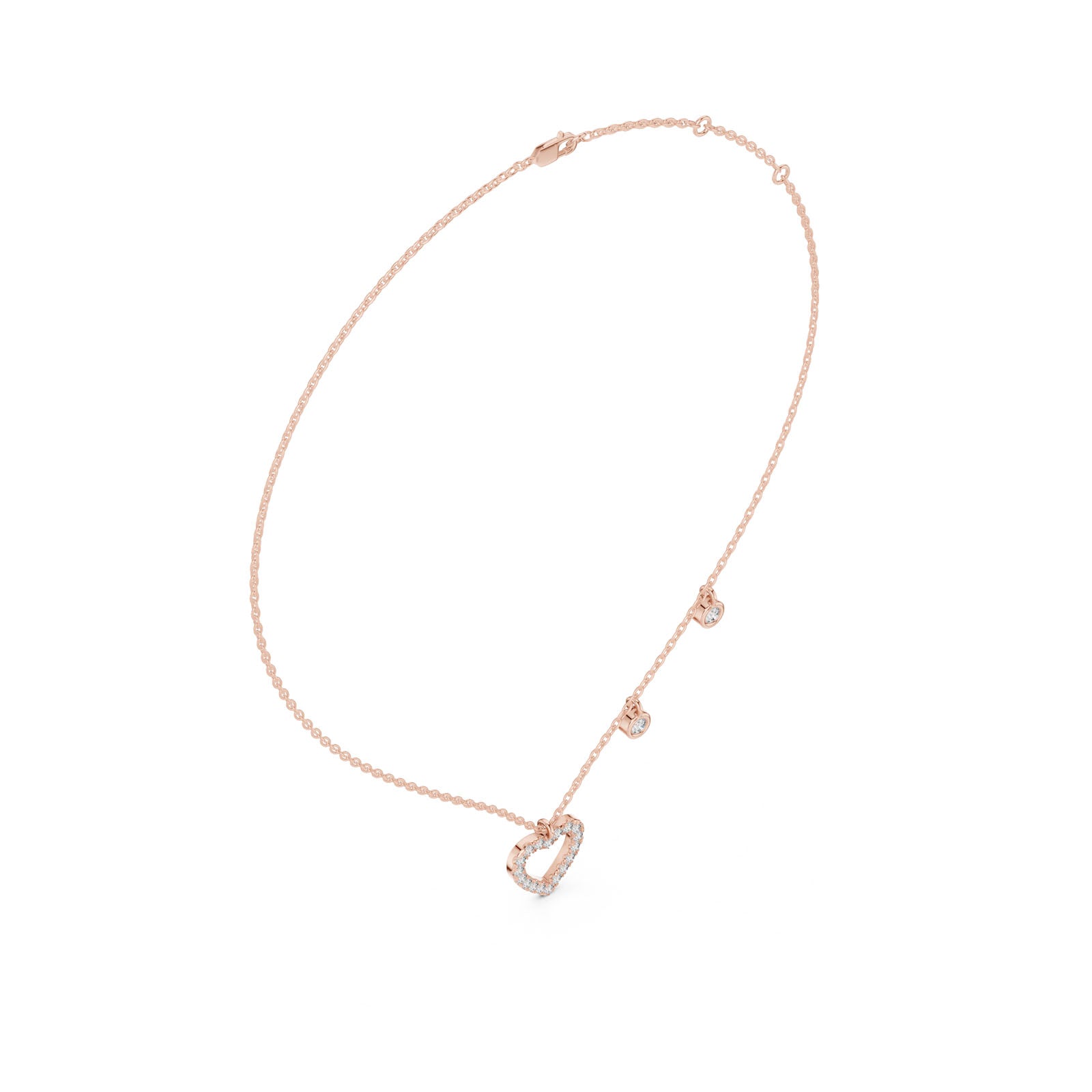 .50 Ct. Diamond Open Heart Pendant Necklace with Bezel Drops (GNK-0001) 3