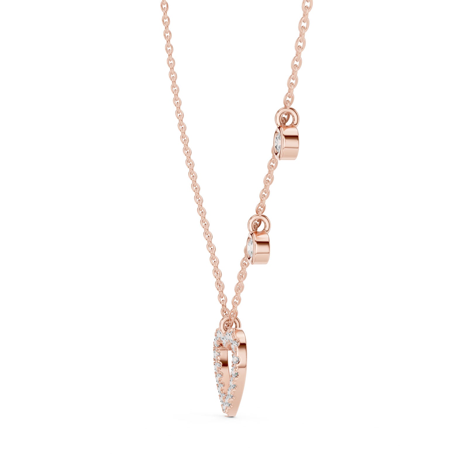 .50 Ct. Diamond Open Heart Pendant Necklace with Bezel Drops (GNK-0001) 8