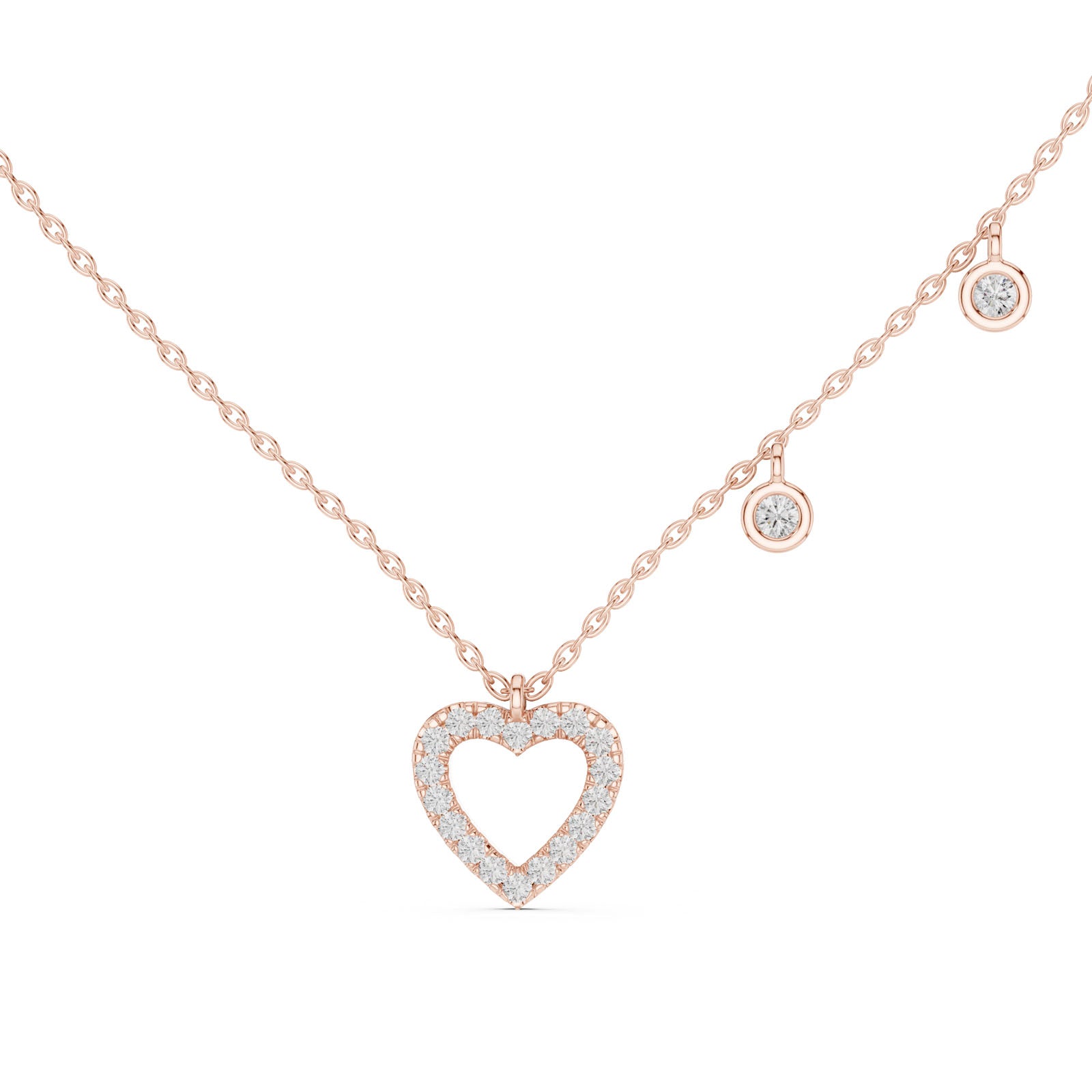 .50 Ct. Diamond Open Heart Pendant Necklace with Bezel Drops (GNK-0001)
