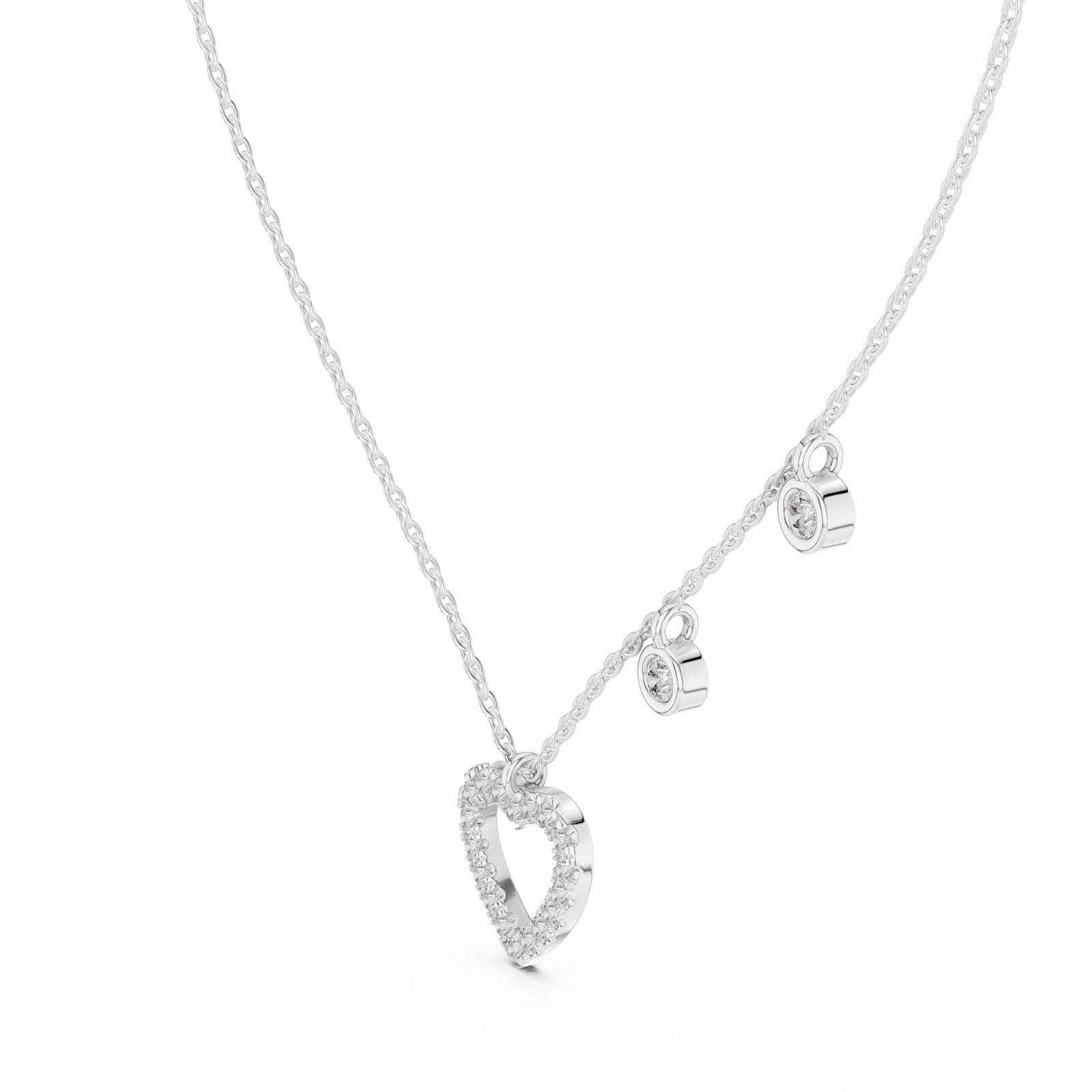 .50 Ct. Diamond Open Heart Pendant Necklace with Bezel Drops (GNK-0001) 11