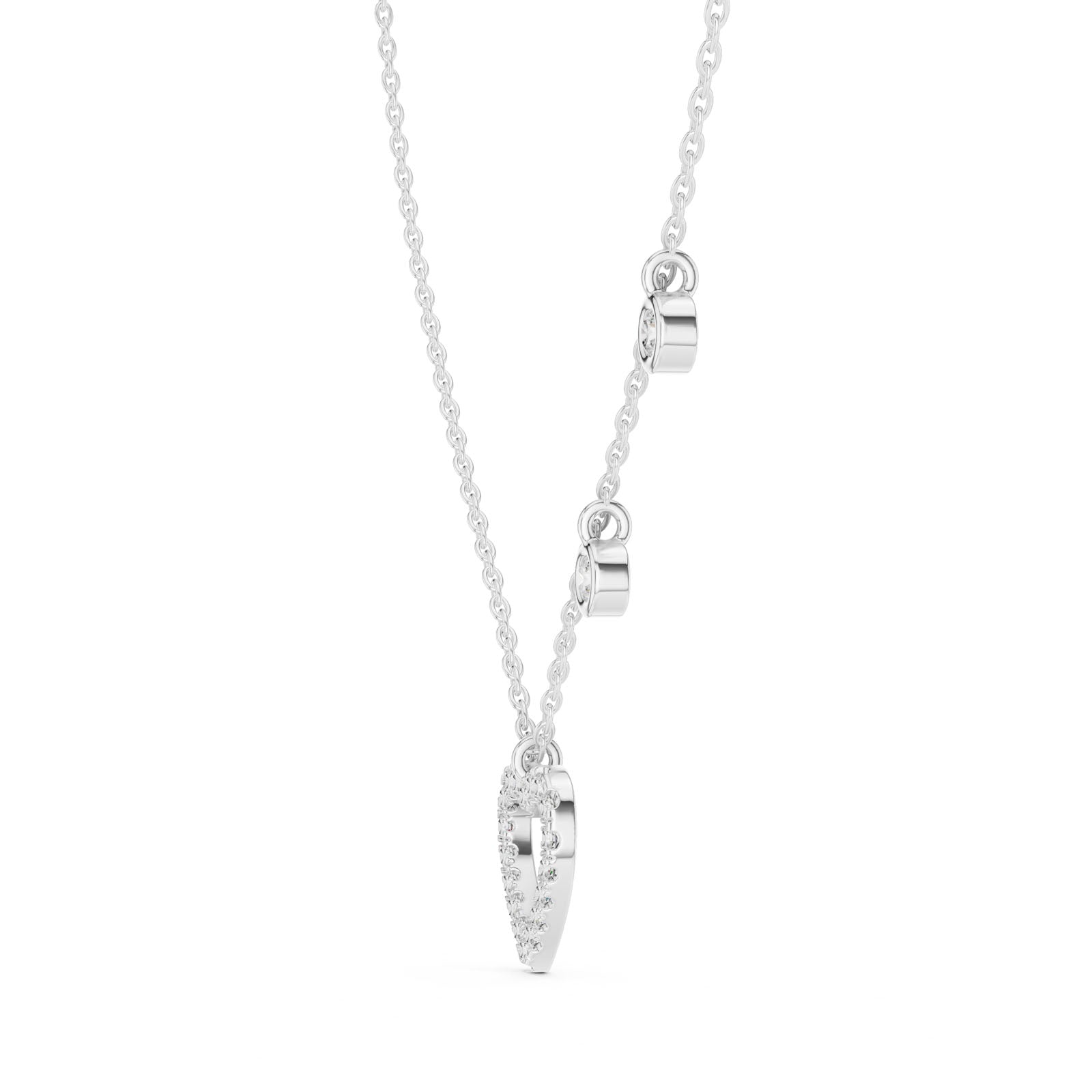 .50 Ct. Diamond Open Heart Pendant Necklace with Bezel Drops (GNK-0001)