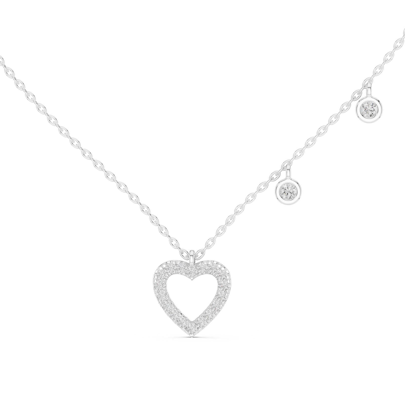 .50 Ct. Diamond Open Heart Pendant Necklace with Bezel Drops (GNK-0001) 5