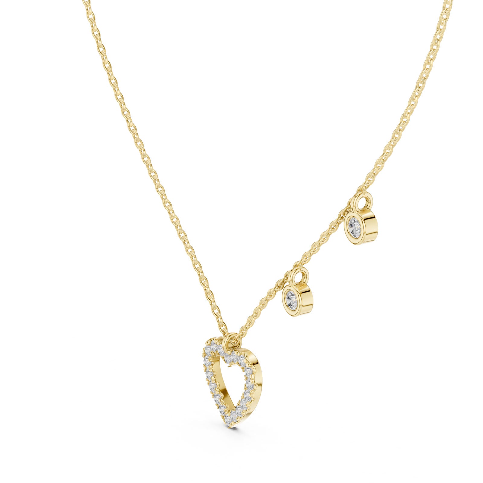 .50 Ct. Diamond Open Heart Pendant Necklace with Bezel Drops (GNK-0001) 9