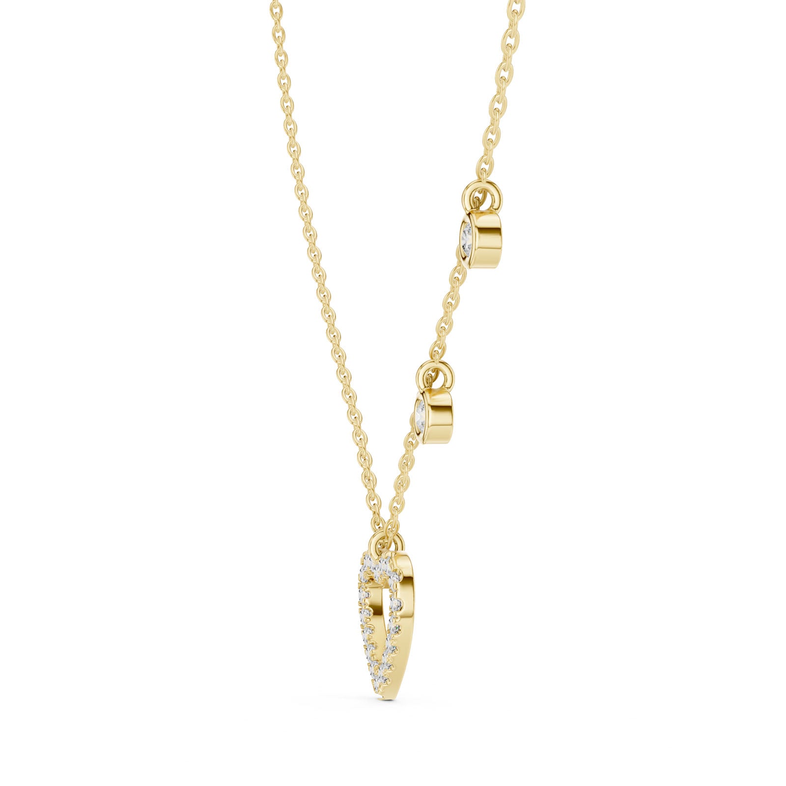 .50 Ct. Diamond Open Heart Pendant Necklace with Bezel Drops (GNK-0001) 10