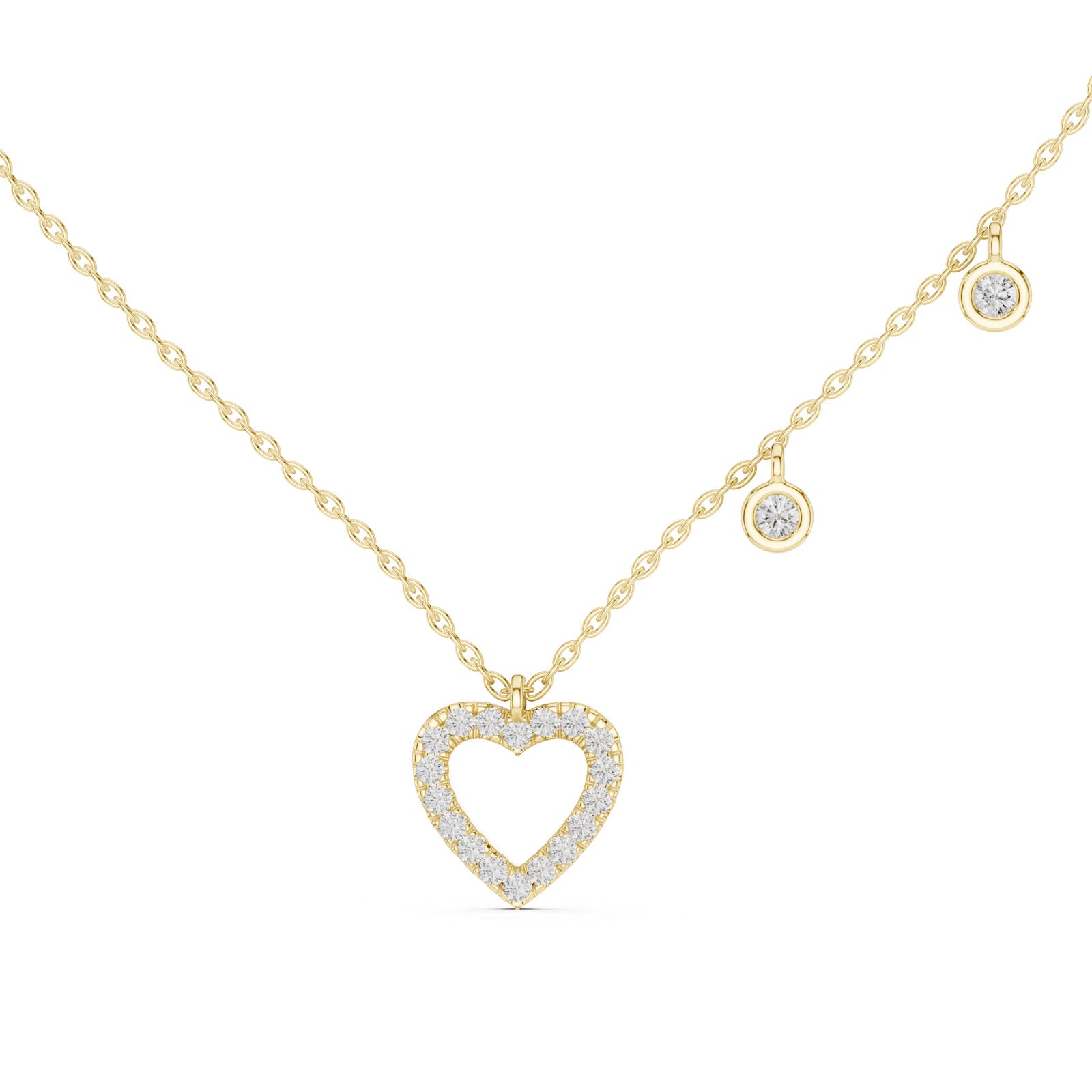 .50 Ct. Diamond Open Heart Pendant Necklace with Bezel Drops (GNK-0001) 6