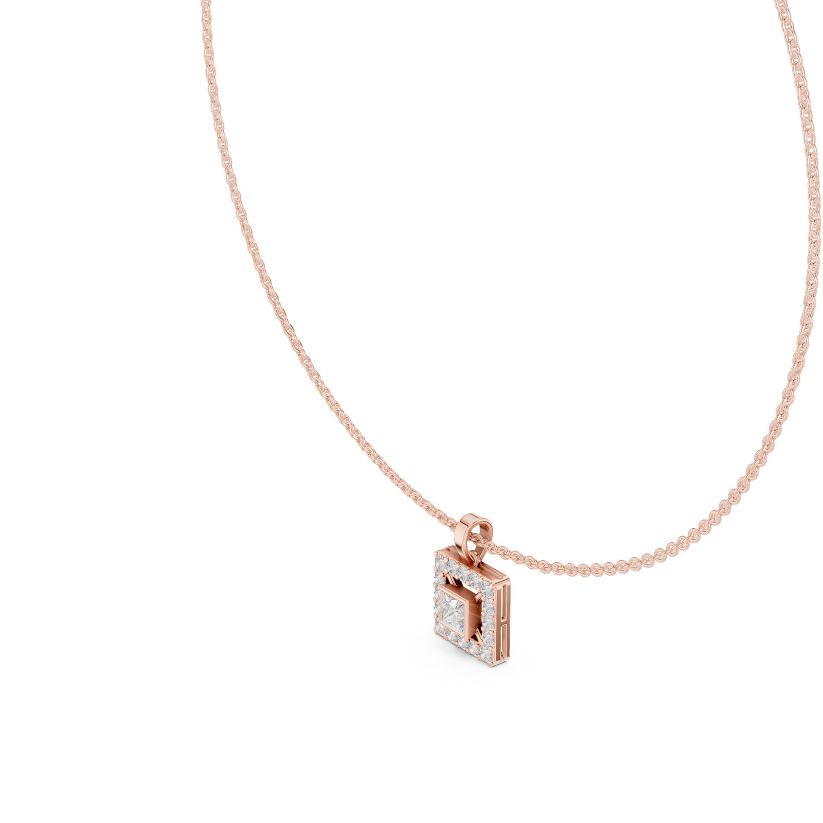 1.65 Ct. Princess Cut Diamond Halo Pendant Necklace (GNK-0007) 5