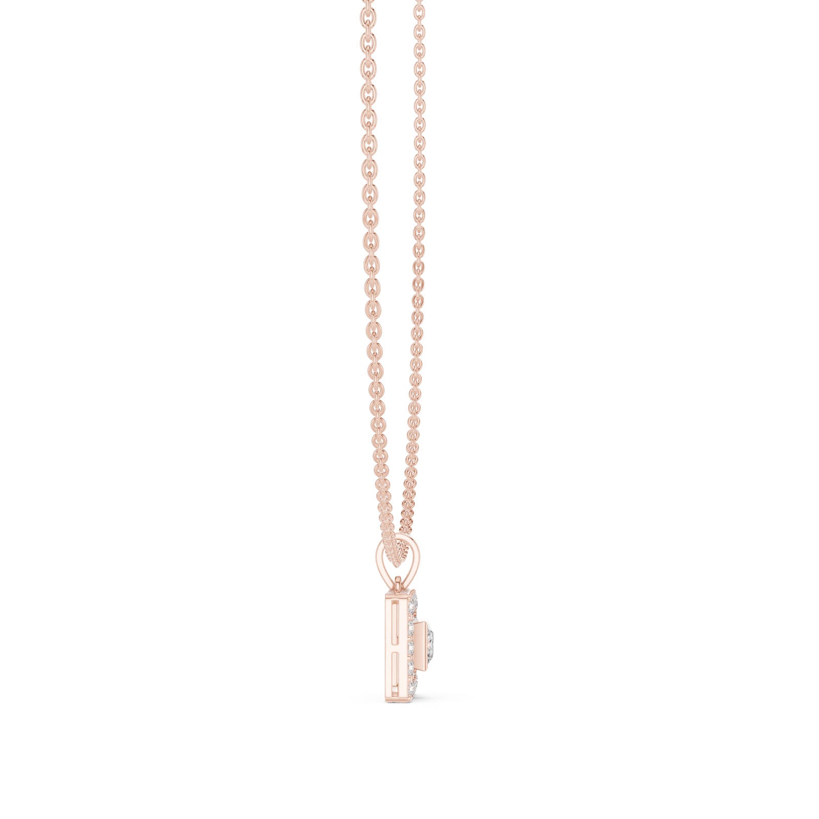 1.65 Ct. Princess Cut Diamond Halo Pendant Necklace (GNK-0007) 6