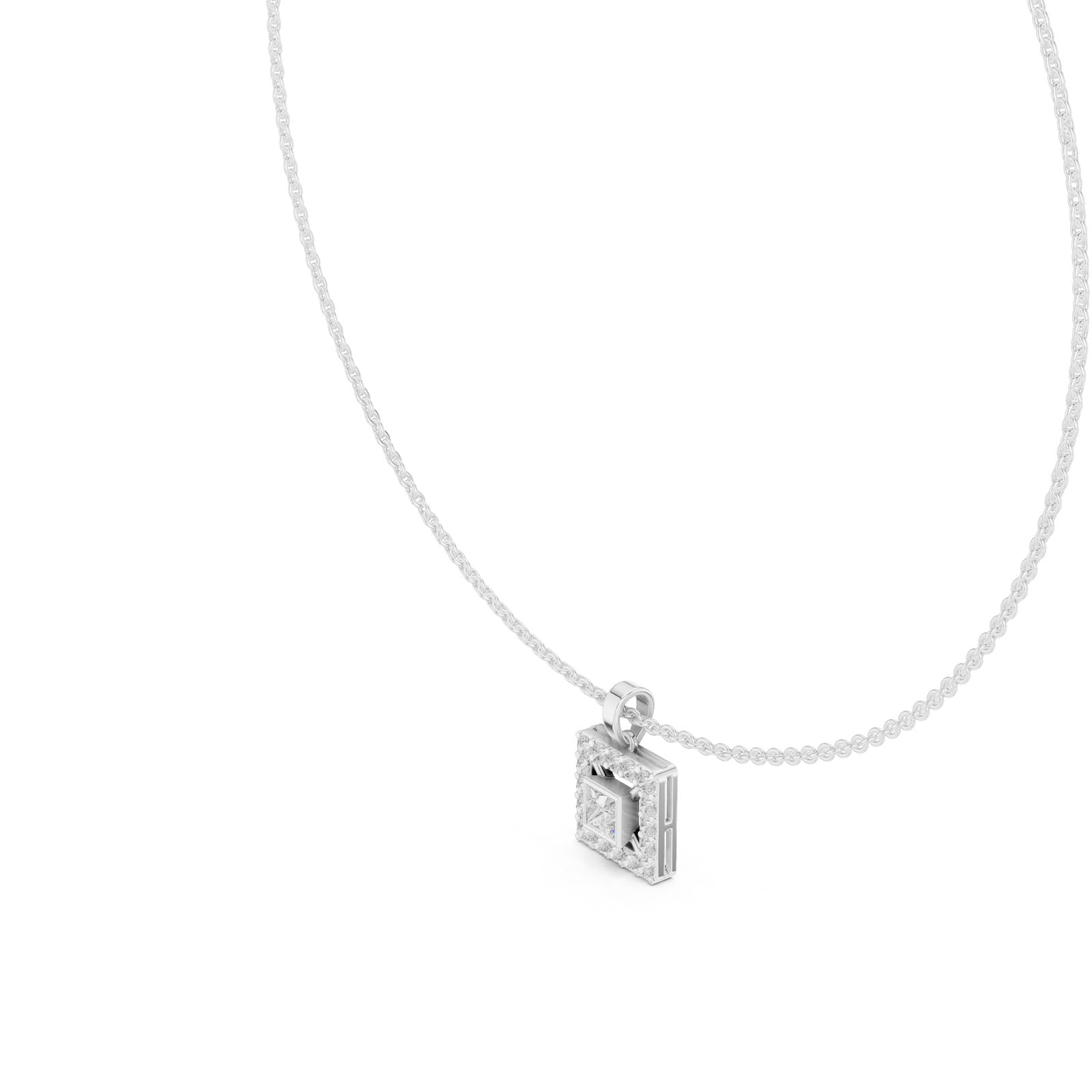 1.65 Ct. Princess Cut Diamond Halo Pendant Necklace (GNK-0007) 7