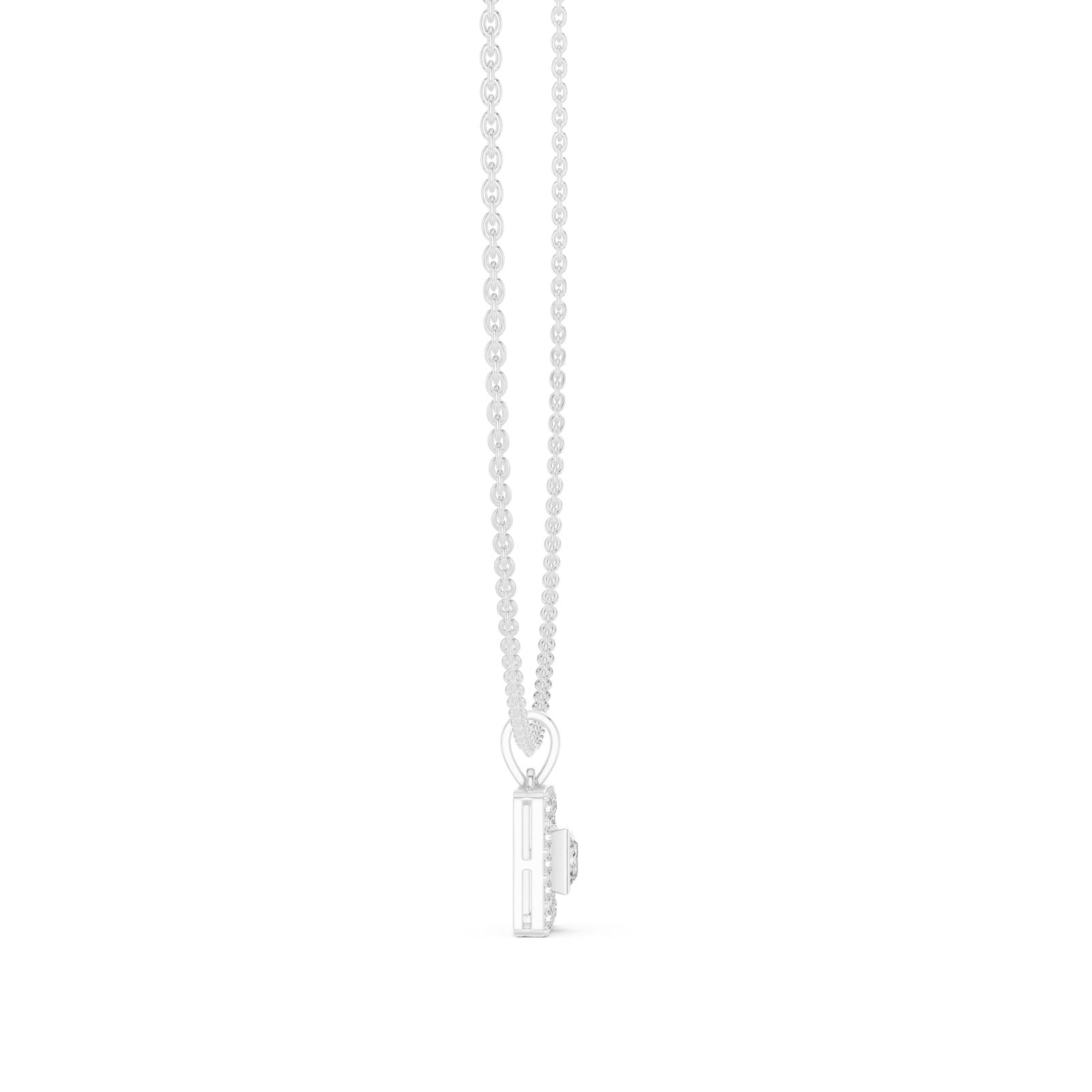 1.65 Ct. Princess Cut Diamond Halo Pendant Necklace (GNK-0007) 8