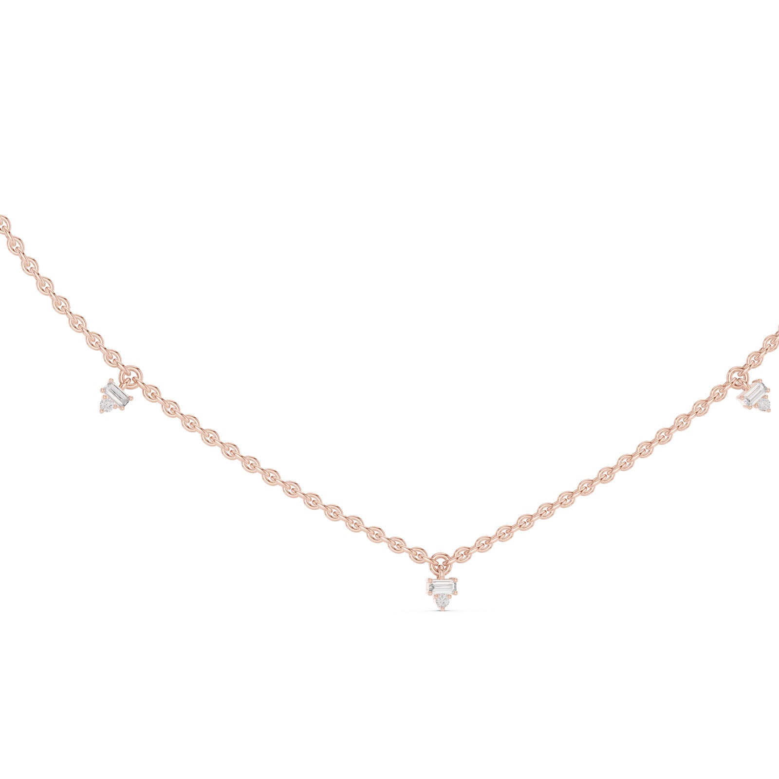 .30 Ct. Baguette & Round Diamond Station Necklace (GNK-0010) 4