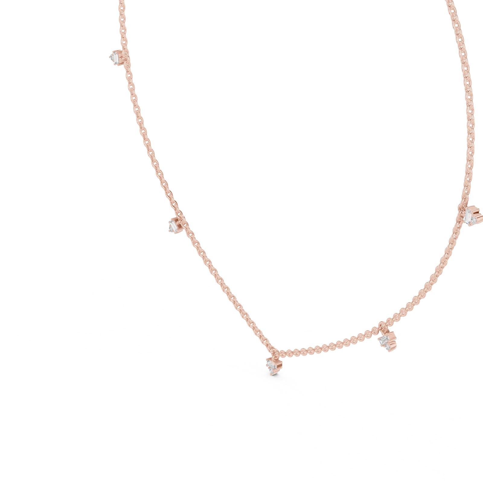 .30 Ct. Baguette & Round Diamond Station Necklace (GNK-0010)