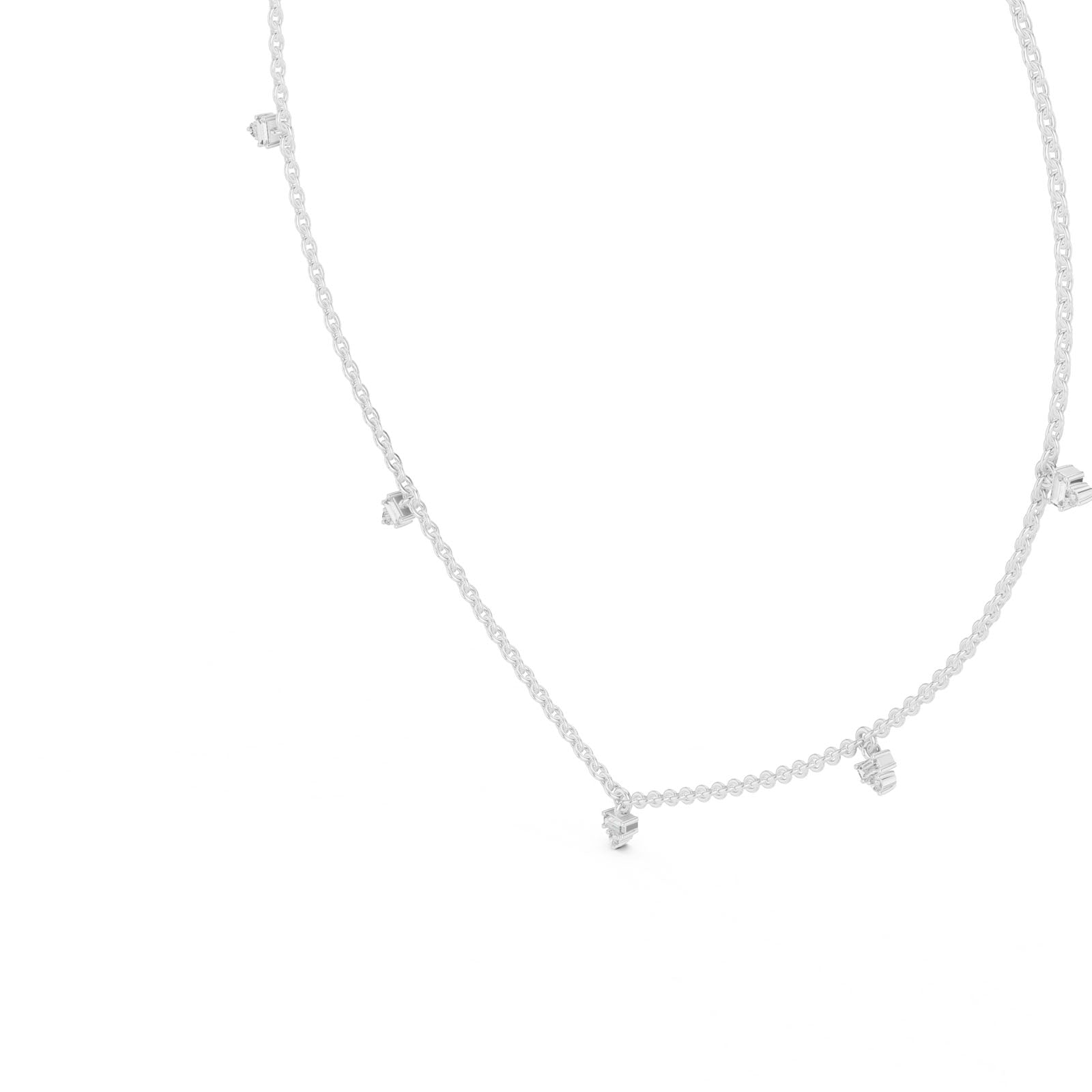 .30 Ct. Baguette & Round Diamond Station Necklace (GNK-0010) 5
