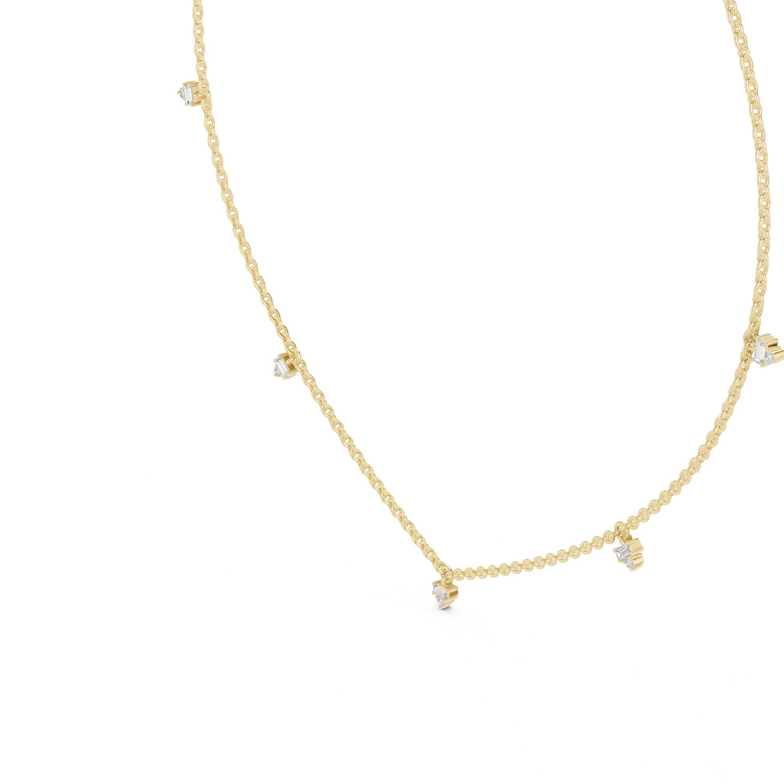 .30 Ct. Baguette & Round Diamond Station Necklace (GNK-0010) 8