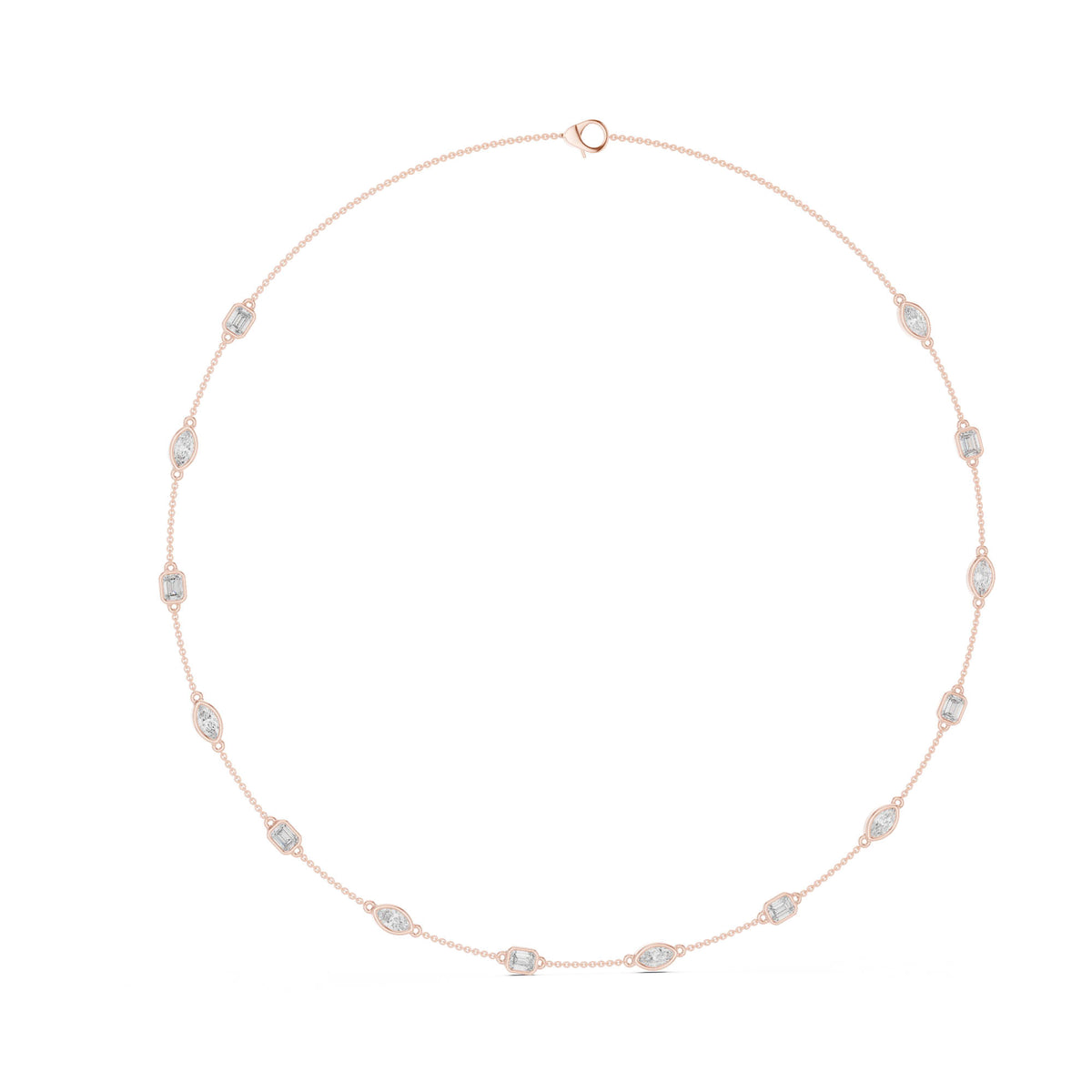 2.80 Ct. Diamond Station Necklace with Mixed Shape Settings (GNK-0018) 5