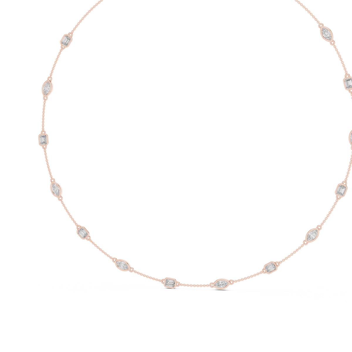 2.80 Ct. Diamond Station Necklace with Mixed Shape Settings (GNK-0018) 7