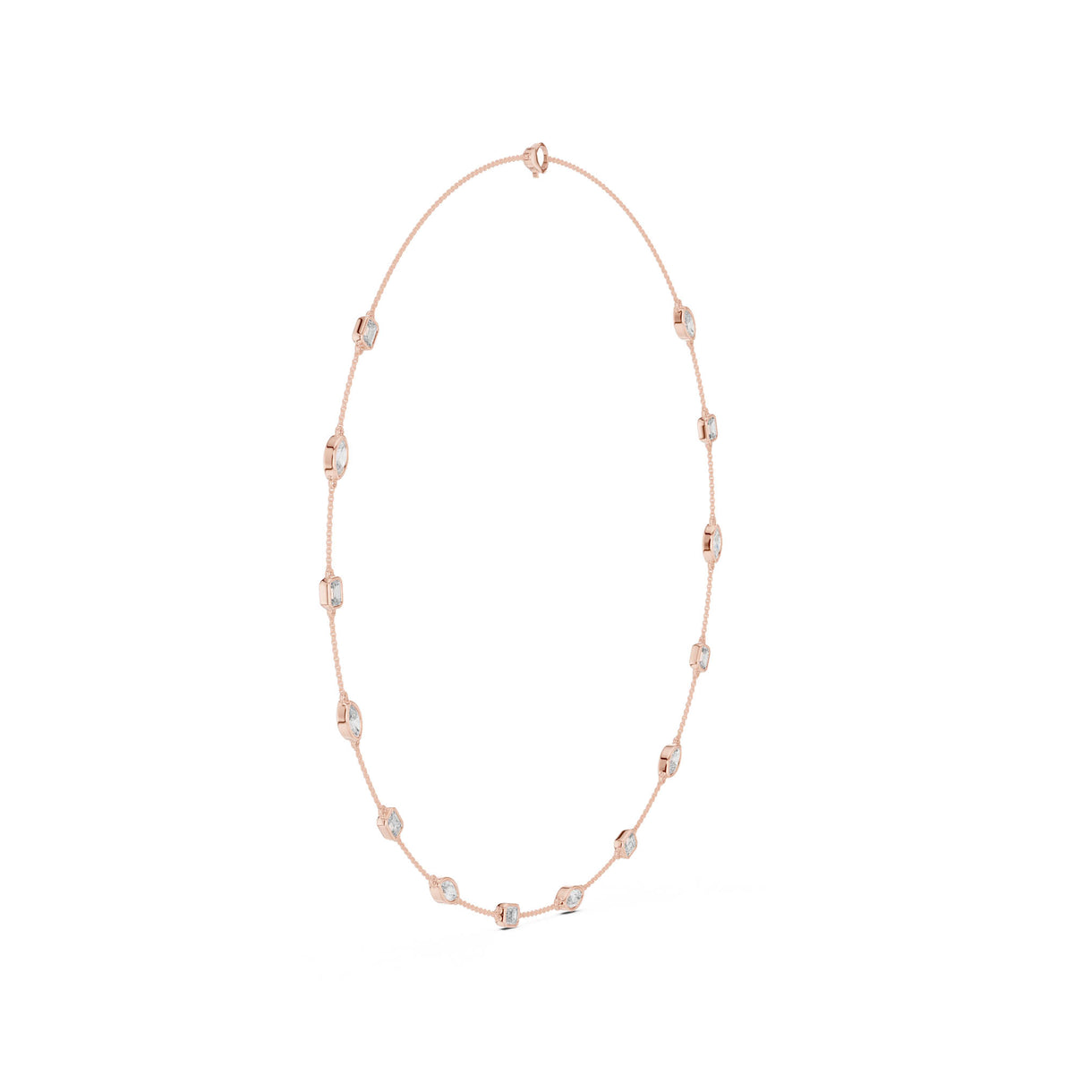 2.80 Ct. Diamond Station Necklace with Mixed Shape Settings (GNK-0018) 9