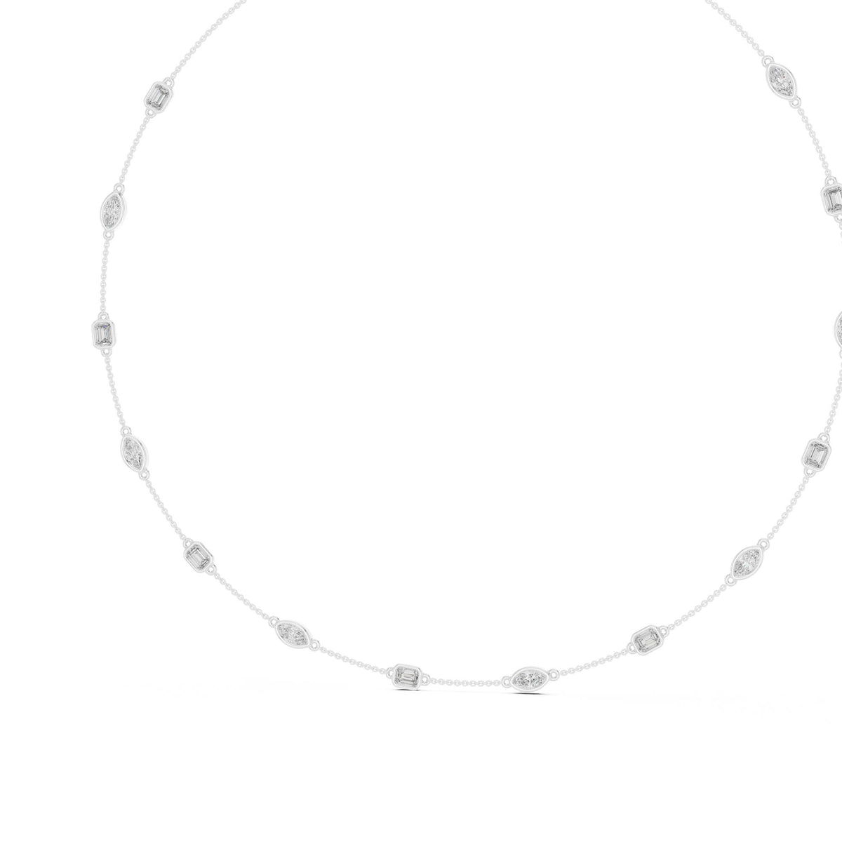 2.80 Ct. Diamond Station Necklace with Mixed Shape Settings (GNK-0018) 11