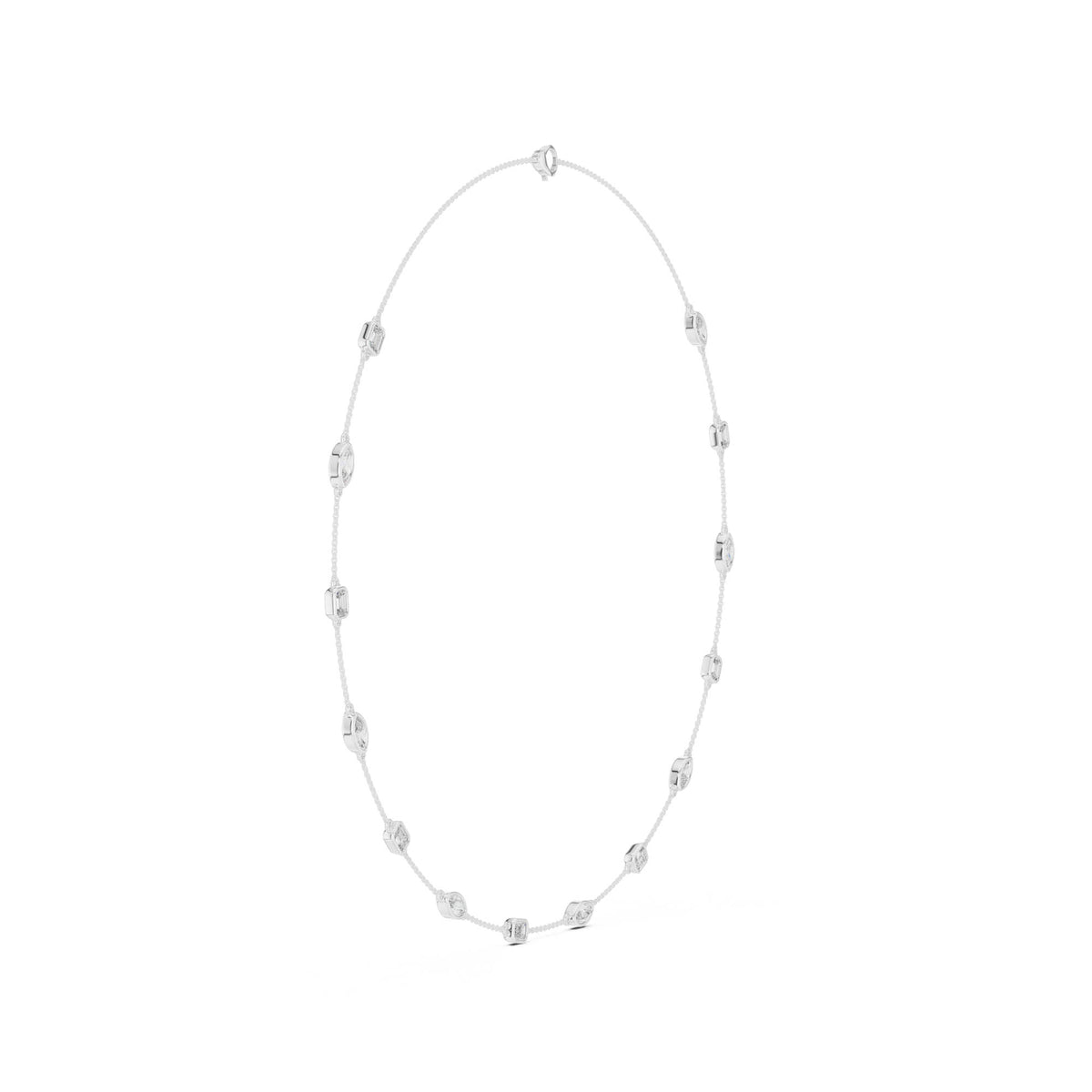 2.80 Ct. Diamond Station Necklace with Mixed Shape Settings (GNK-0018) 12