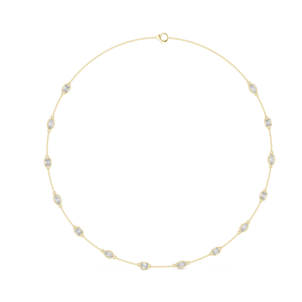 2.80 Ct. Diamond Station Necklace with Mixed Shape Settings (GNK-0018) 4