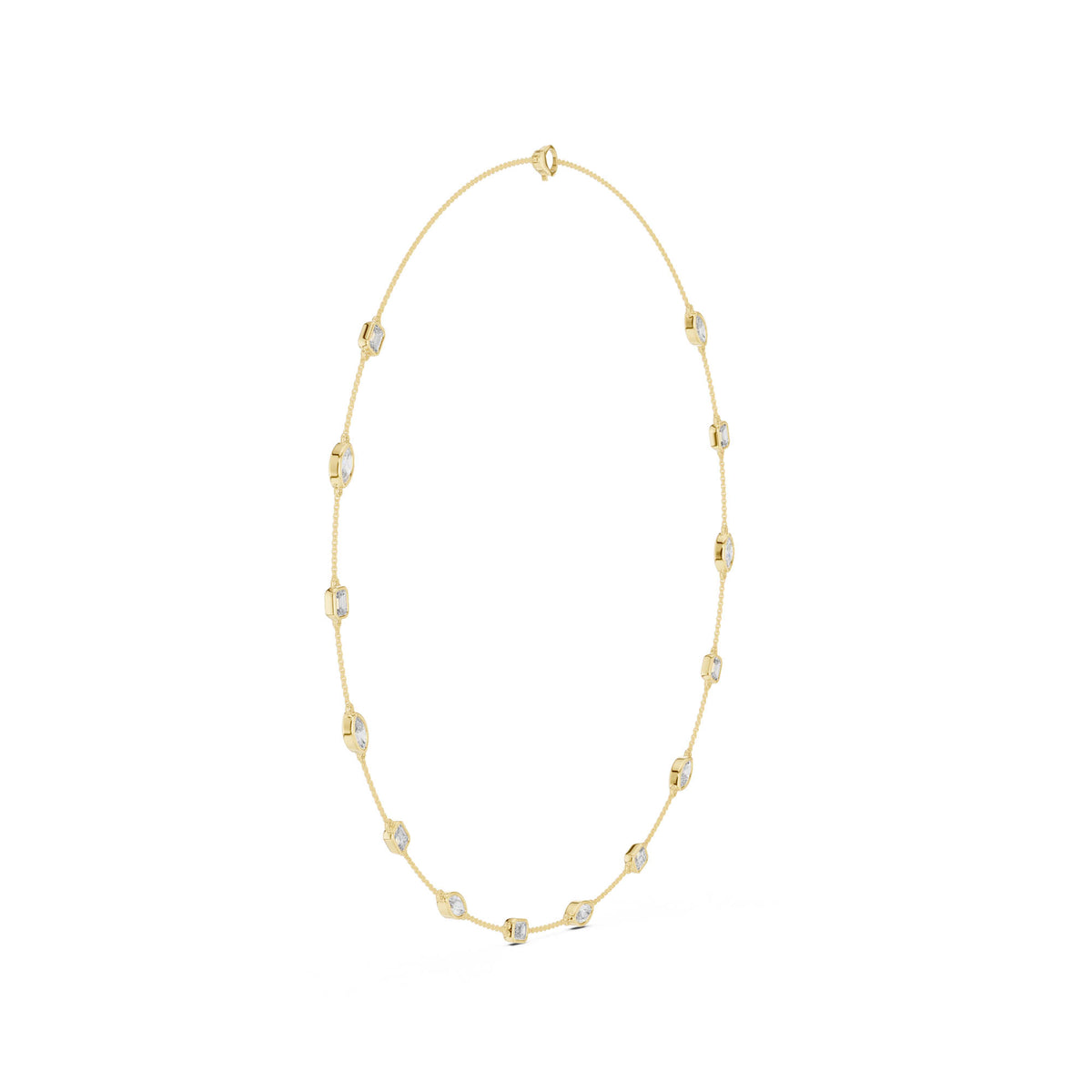 2.80 Ct. Diamond Station Necklace with Mixed Shape Settings (GNK-0018) 3