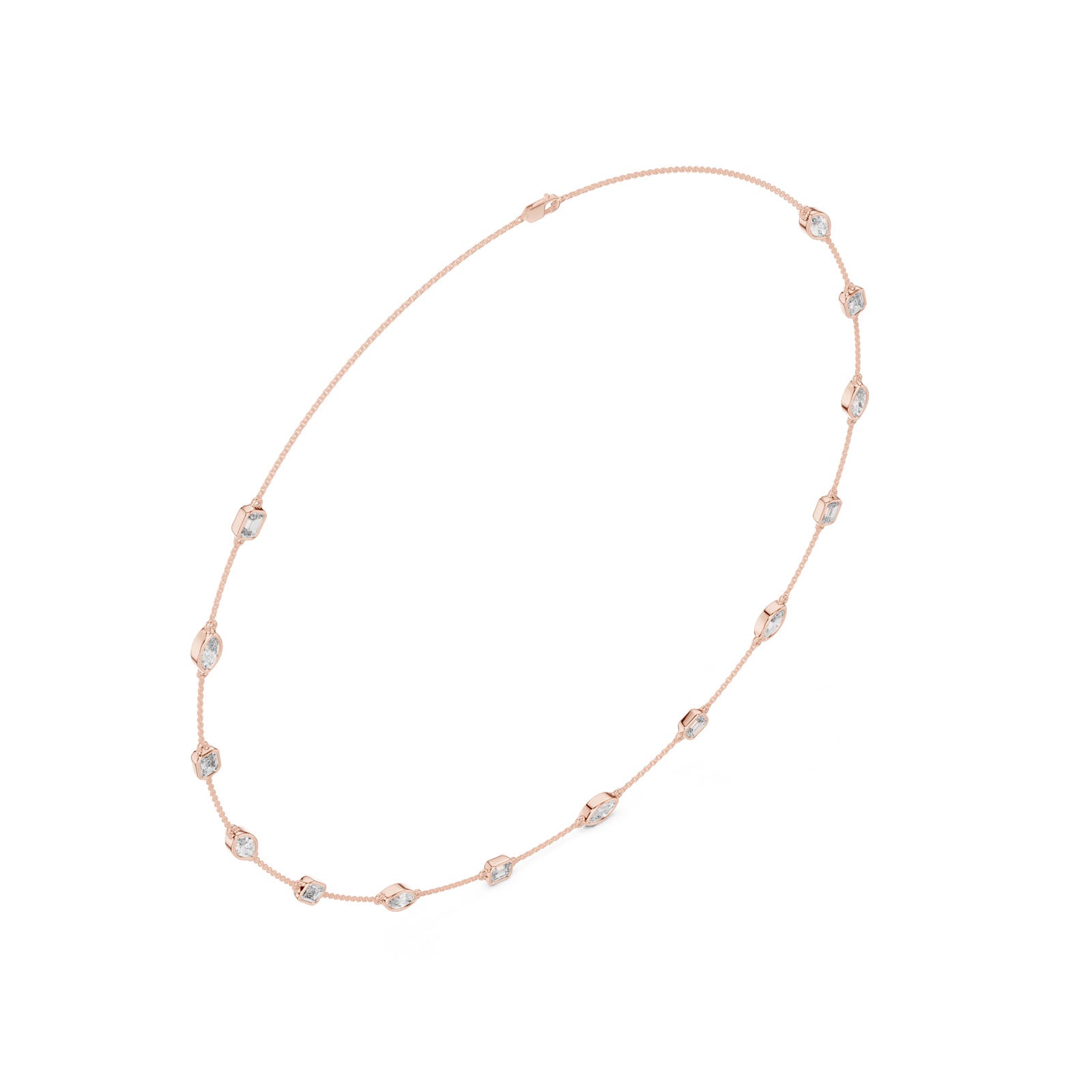 2.80 Ct. Mixed Shape Diamond Bezel Station Necklace (GNK-0018) 9