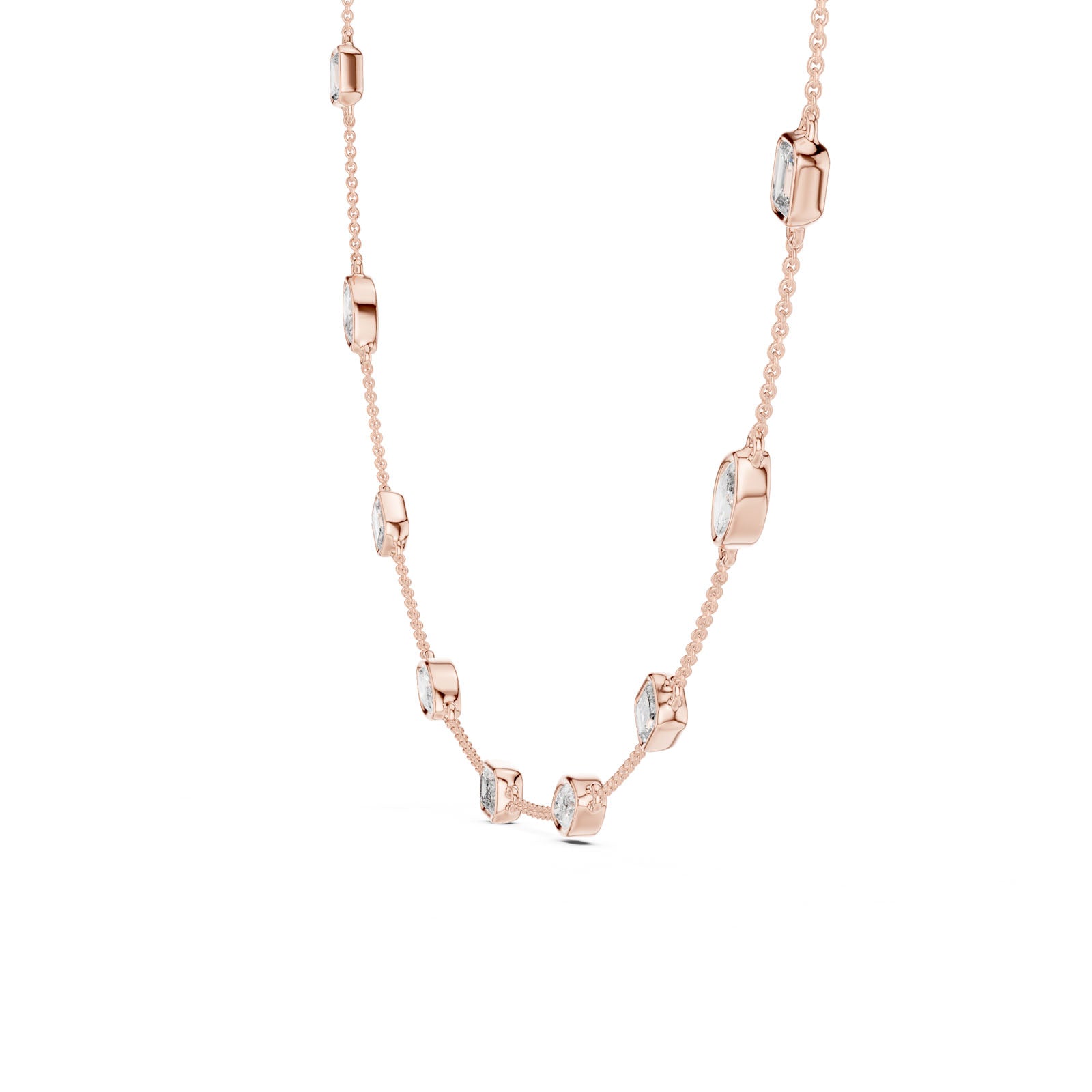 2.80 Ct. Mixed Shape Diamond Bezel Station Necklace (GNK-0018) 10