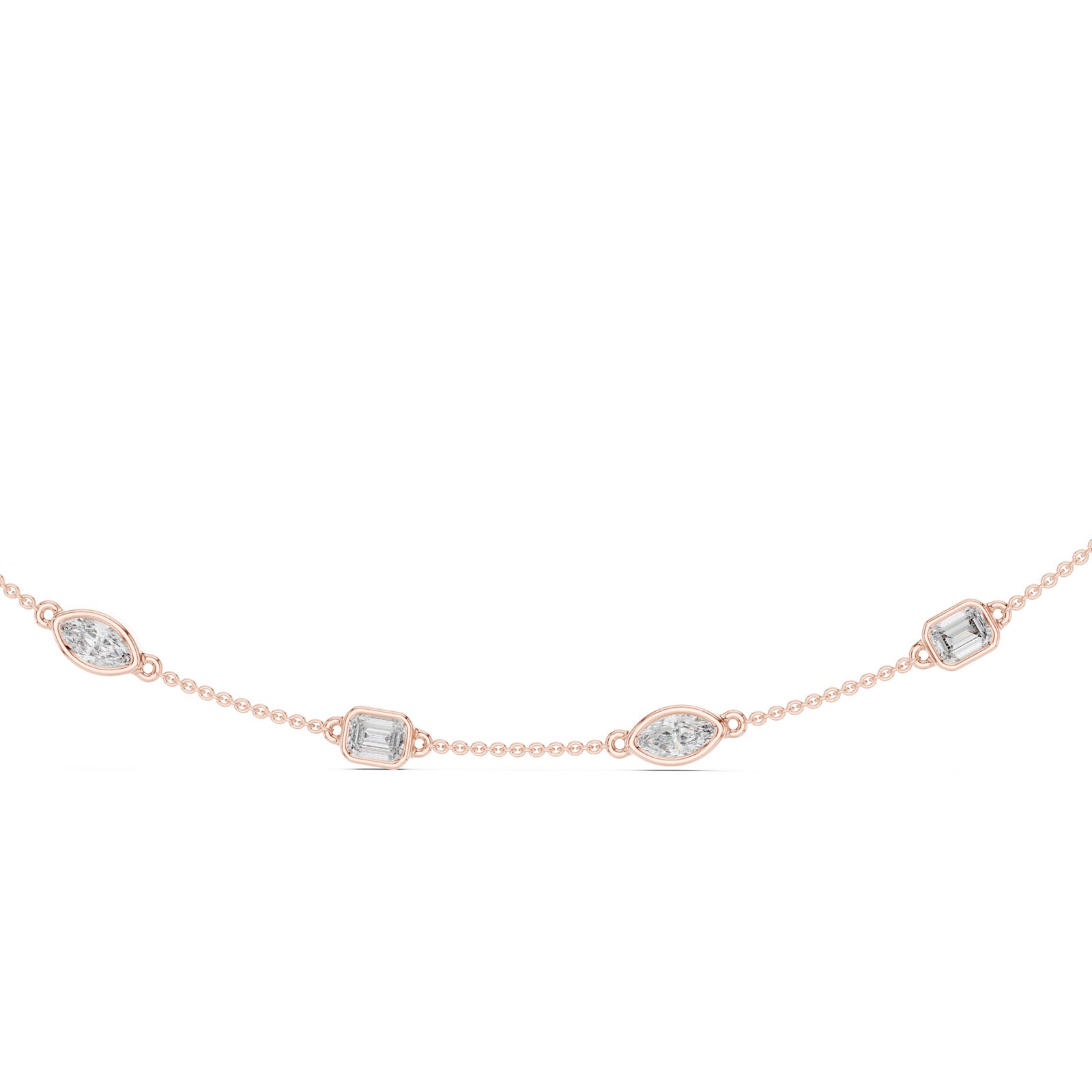 2.80 Ct. Mixed Shape Diamond Bezel Station Necklace (GNK-0018) 11