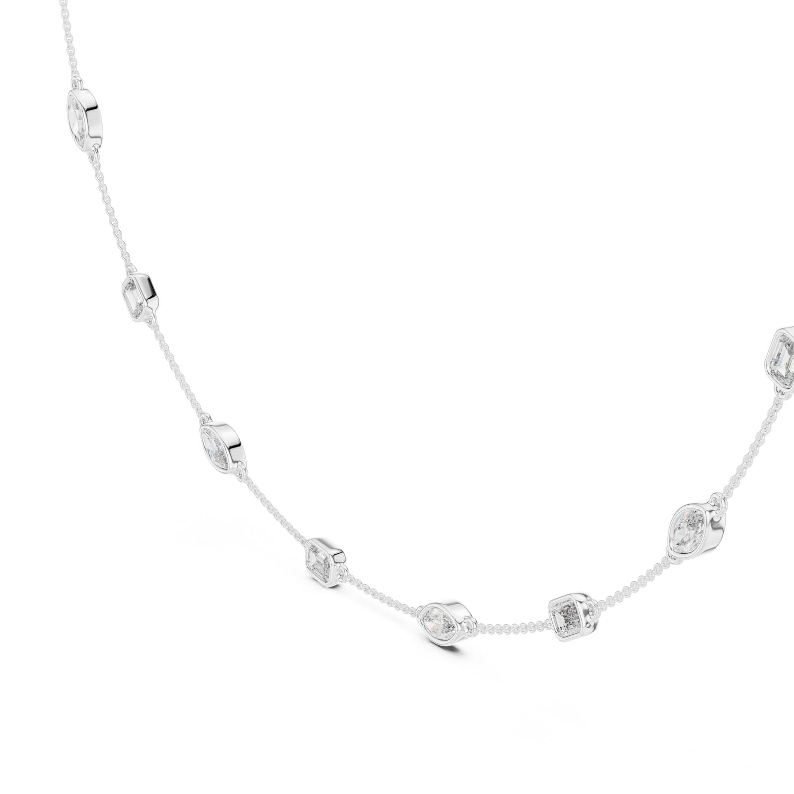 2.80 Ct. Mixed Shape Diamond Bezel Station Necklace (GNK-0018) 12