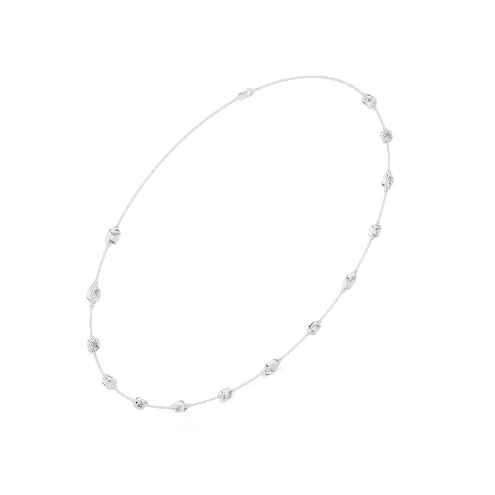 2.80 Ct. Mixed Shape Diamond Bezel Station Necklace (GNK-0018) 3