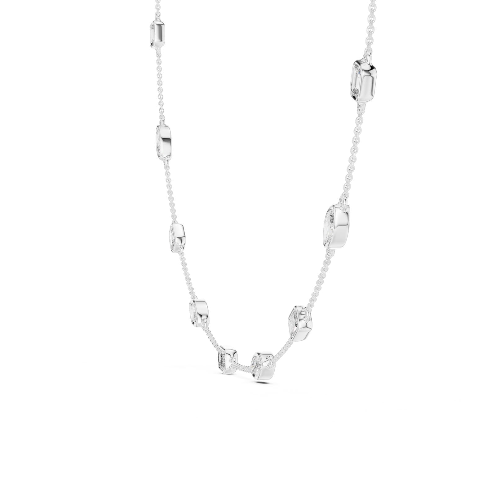 2.80 Ct. Mixed Shape Diamond Bezel Station Necklace (GNK-0018) 7