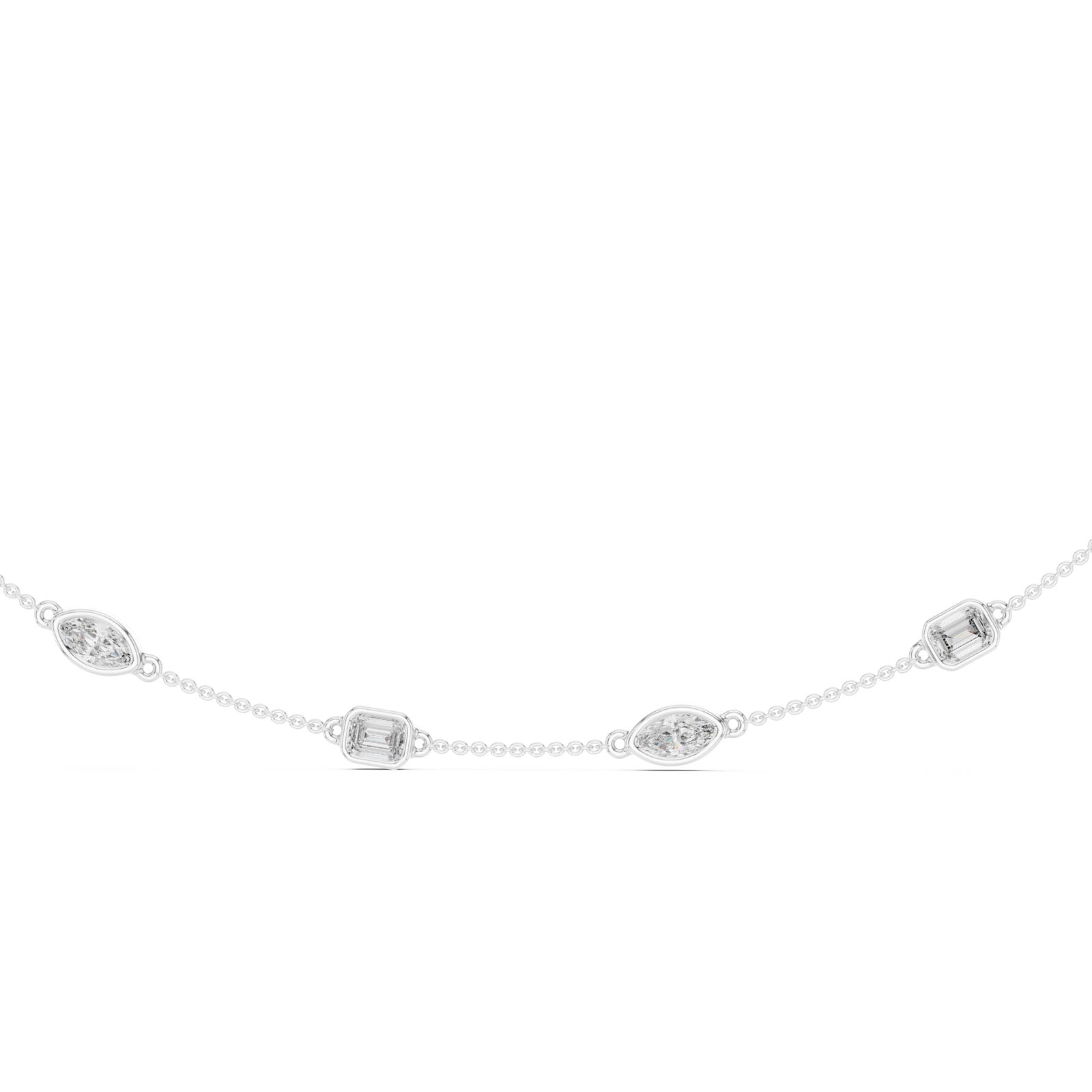 2.80 Ct. Mixed Shape Diamond Bezel Station Necklace (GNK-0018)