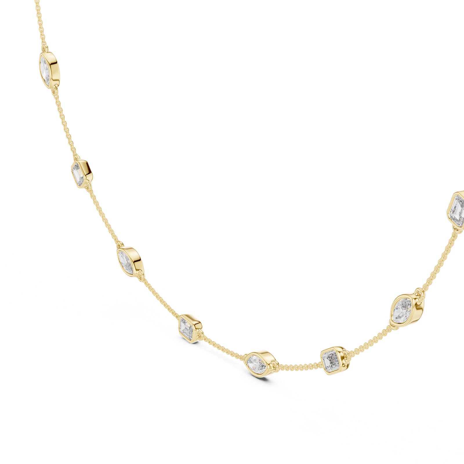 2.80 Ct. Mixed Shape Diamond Bezel Station Necklace (GNK-0018)