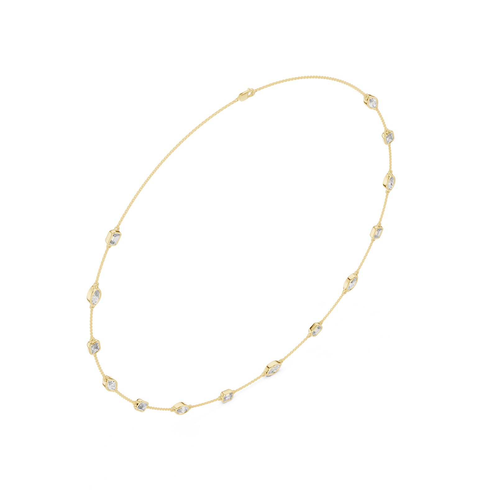 2.80 Ct. Mixed Shape Diamond Bezel Station Necklace (GNK-0018) 5