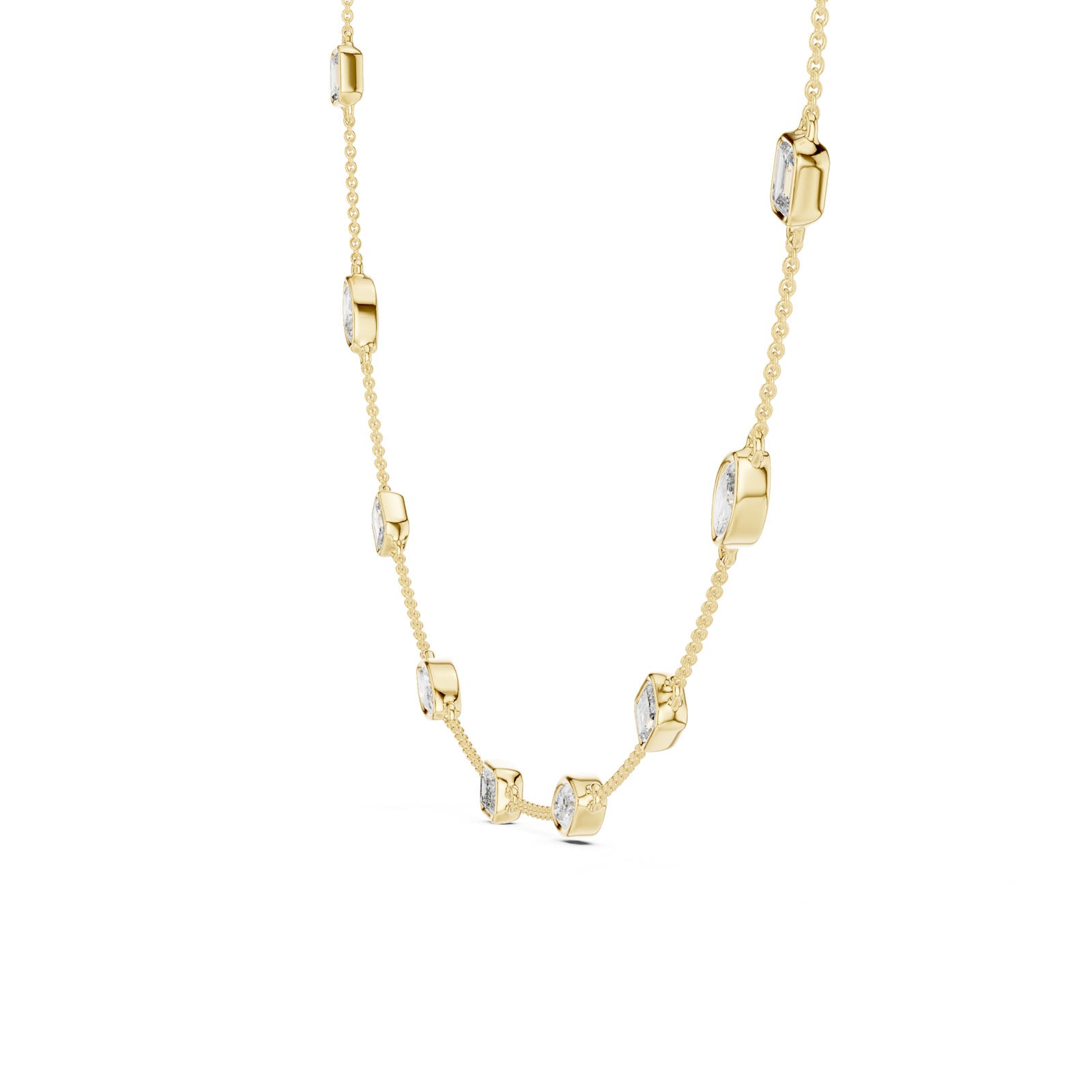 2.80 Ct. Mixed Shape Diamond Bezel Station Necklace (GNK-0018) 4