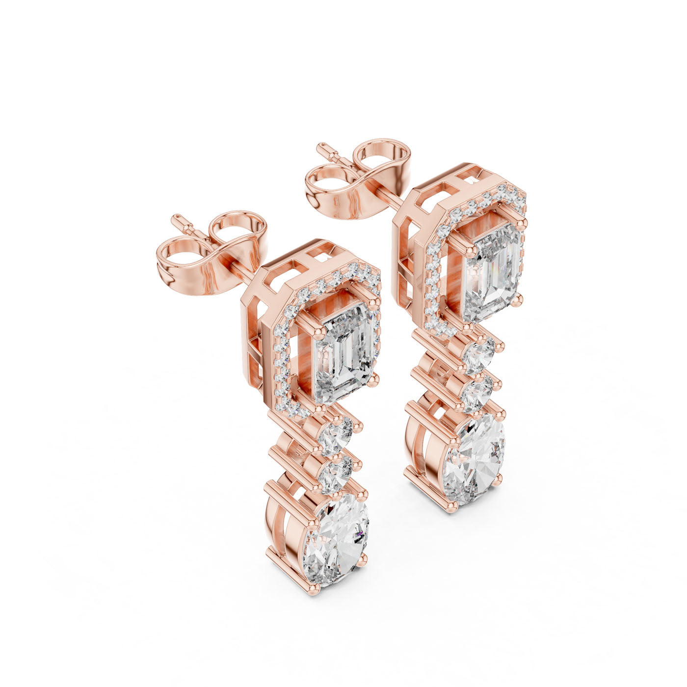 3.00 Ct. Multi-Cut  Diamond Drop Earrings with Oval Finish (GNK-0028) 7