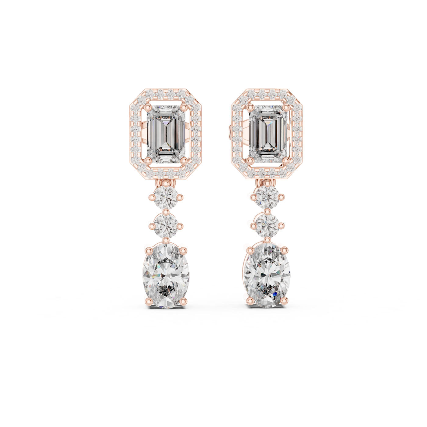 3.00 Ct. Multi-Cut  Diamond Drop Earrings with Oval Finish (GNK-0028) 6
