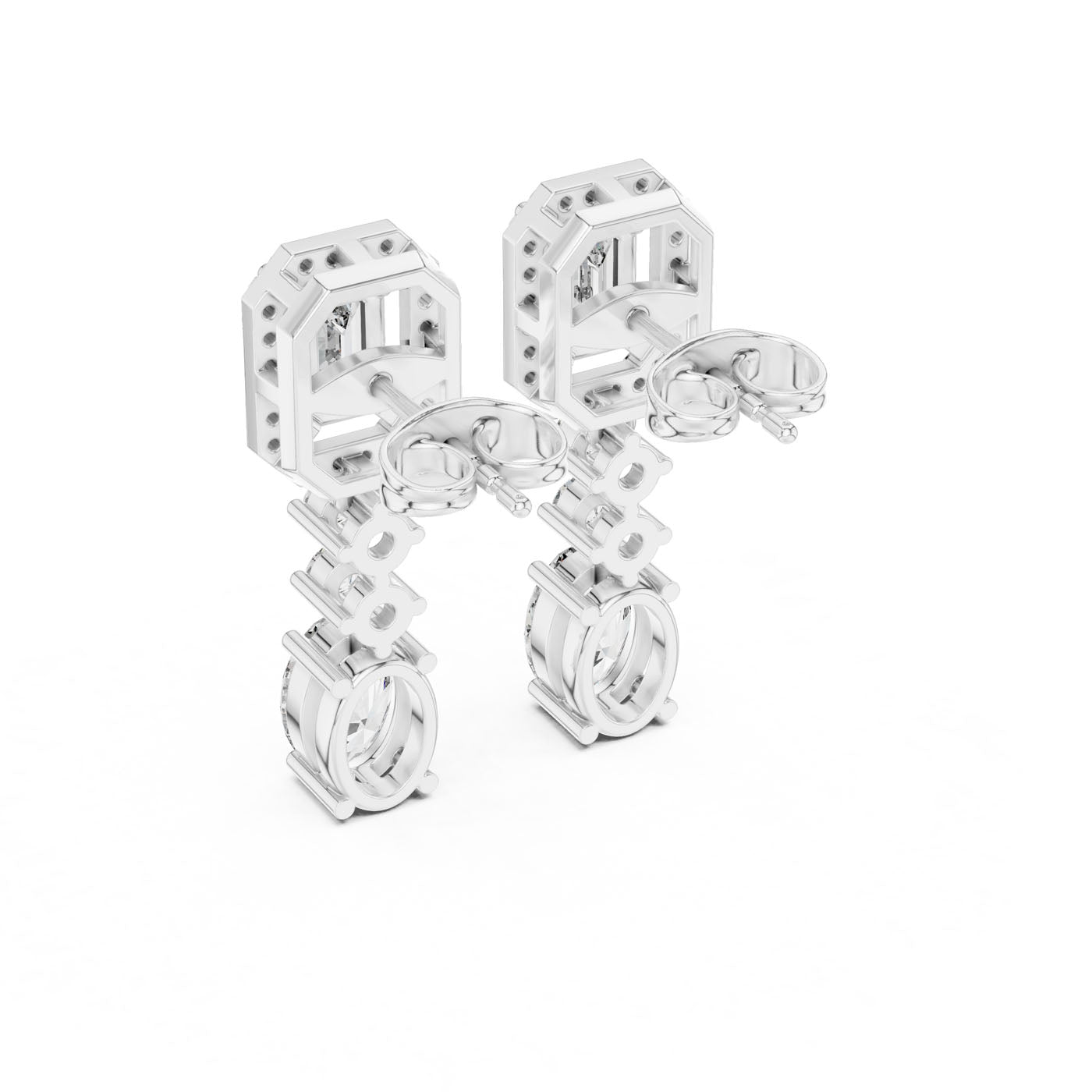 3.00 Ct. Multi-Cut  Diamond Drop Earrings with Oval Finish (GNK-0028) 8
