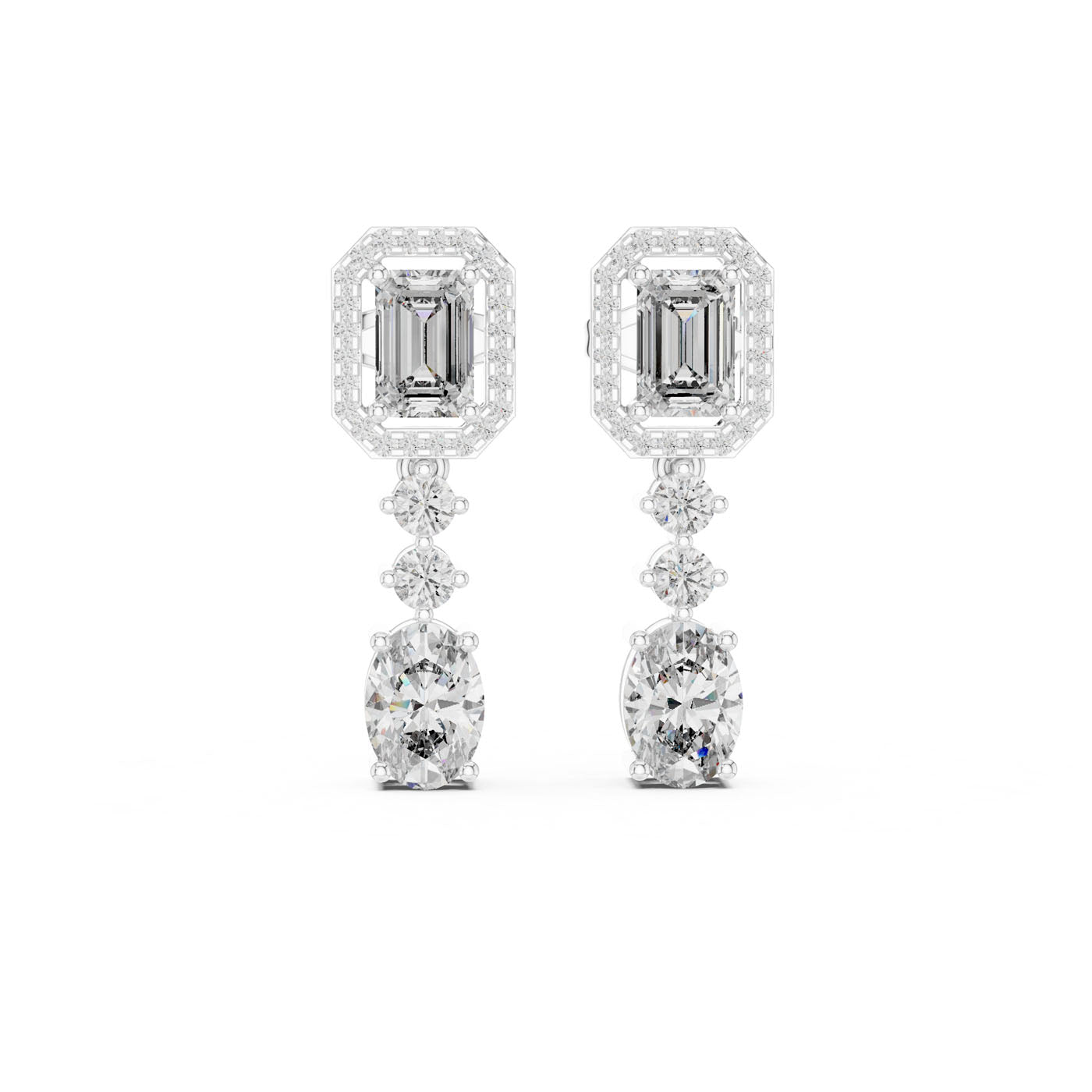 3.00 Ct. Multi-Cut  Diamond Drop Earrings with Oval Finish (GNK-0028)