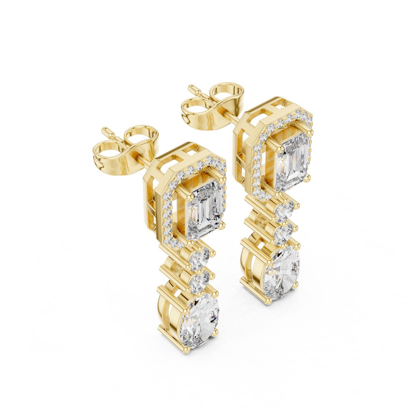 3.00 Ct. Multi-Cut  Diamond Drop Earrings with Oval Finish (GNK-0028)